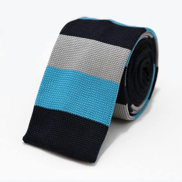 Pletená kravata pánska modrošedá