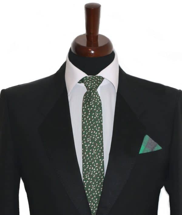 Zelená pánska kravata s kvetmi