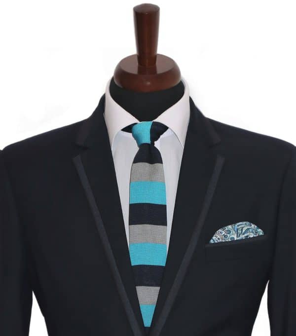 Pletená kravata pánska modrošedá